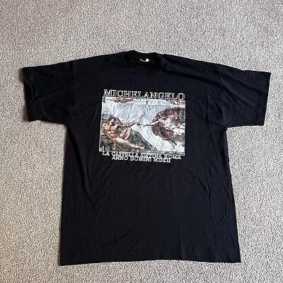 Vintage 1990s 90s Michelangelo Art T Shirt Black Single Stitch • $28