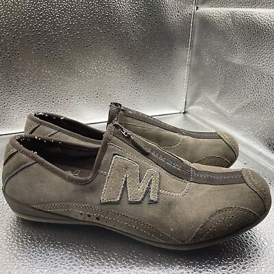 Merrell Womens Brown Suede Zipper Walking Hiking  Sneaker Shoes Comfy Casual 7.5 • $25