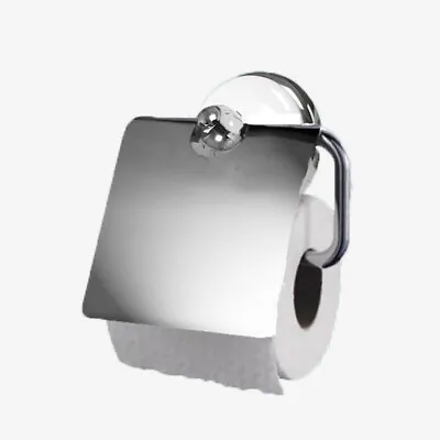 Polished Chrome & Ceramic Toilet Paper Holder  • £18.69