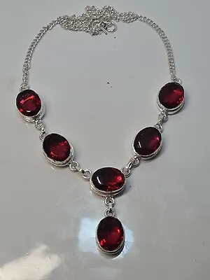 £26 • Buy 925 Silver Garnet Necklace. ❤️ PRETTY  18 INCH (1144)