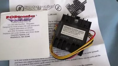 3 Phase Voltage REGULATOR PODtronics USA 12v Solid State Rectifier BSA Triumph + • $118.37