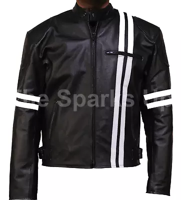 X-Men Logan Hugh Jackman Wolverine Casual Classic Biker Black Leather Jacket • $98.14