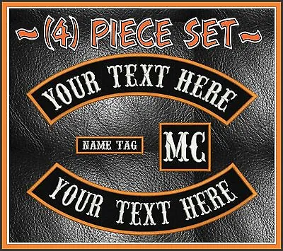 Custom Embroidered 4 Piece 13  Mc Rocker Patch Set Motorcycle Biker Club Usa • $34.95