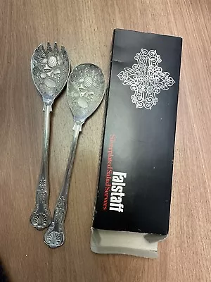 Vintage Falstaff Silver Plated Salad Servers Spoons  • £5