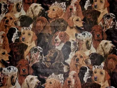 Akc Dogs Cocker Spaniel Labs & More  Life Like Vintage Cotton Fabric 20  X 44  • $4.99