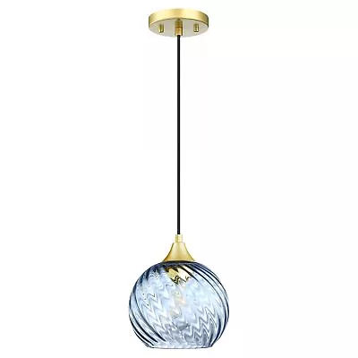 Hanging Modern Farmhouse Pendant Light Fixture6.3  Blue Hammer Globe Glass M... • $59.96