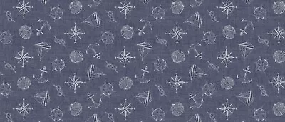 £2.99 • Buy Pvc Table Cloth Maritime Blue Nautical Anchor Ship Compass Shells Knot Wipe Able