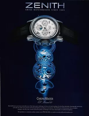 2001 Zenith Chronomaster El Primero Most Precise Swiss Watch Vintage Print Ad X • £14.45