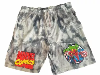 Marvel Comics Adult Unisex Sweat Shorts Tie Dye Grey White Size XL • $29.96