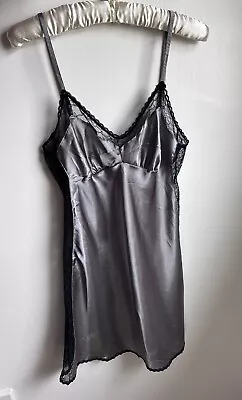 La Senza Chemise Babydoll Lingerie Size 12 40 Grey Satin Silk Nightwear Women’s • £20