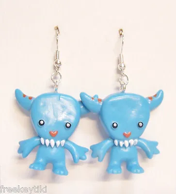 Harajuku Japan The Gooli Monsters Blue Qwip Mini Art Toys 2  Dangle Earrings • $5.75
