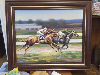 Horse Racing Painting  By BARNETT • £80