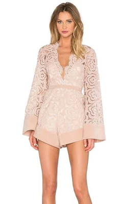 $125 • Buy Alice McCall One And Only Women's Playsuit Size 6 Lace Velvet Dusty Pink Blush