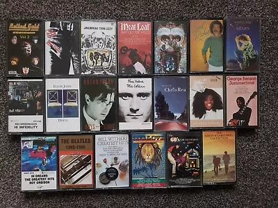 Cassette Tapes X 20 Rolling Stones Thin Lizzy Meatloaf Beatles + More • £10.54