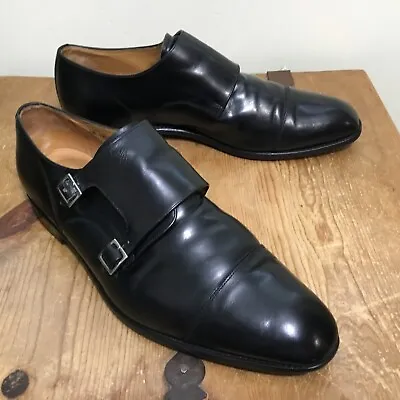 Barker Men Black Double Monk Strap Toe Cap Shoe Size 11.5 • $139.97