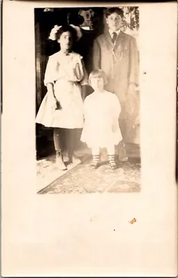 Antique Picture Postcard Real Photo Three Children Siblings Unused Divided • $5