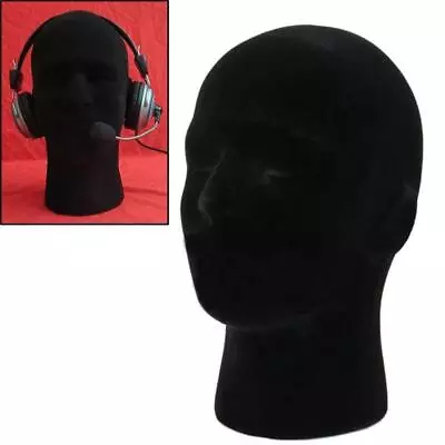 Black Manikin Head Model Male Styrofoam Mannequin Wigs Glasses Cap Display I4H9 • $8.69