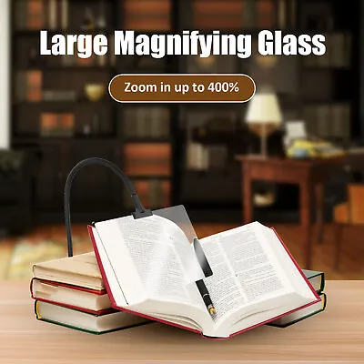 4X Magnifying Glass With Stand 10 X 6 Inches Full Page Magnifier Flexible L7. • £16.30