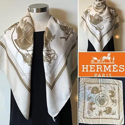 $399 • Buy HERMES Paris  Ex-Libris  By Hugo Grygkar C.1946 Silk Scarf 90x90cm Rev.Handroll