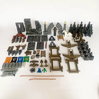 Lot Of 100 Mega Bloks Dragons Castle Replacement Mini Figs Flags Parts & Pieces • $45