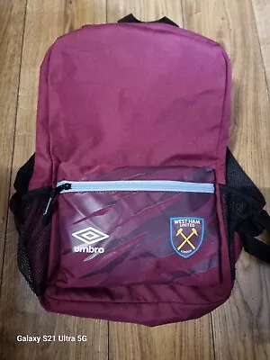 WEST HAM UNITED UMBRO BACKPACK 2021/22 VGC 44x33 Cm Travel Sport Camping • £18.50