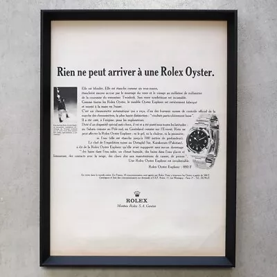 Rolex 1966 Explorer 1 Exploreriwatch French Vintage Advertising Framed Collectio • $111.56