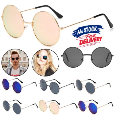 $9.55 • Buy UV400 Vintage Retro Round Mens Hippie Polarized Steampunk Sunglasses Mens