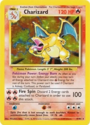 $136.59 • Buy Heavily Played Charizard - 4/102 - Holo Rare - Unlimited Edition Pokemon Base Se