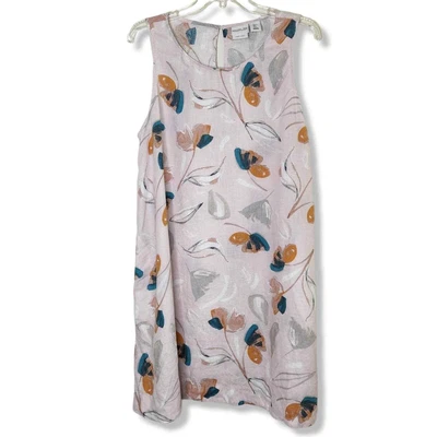 $28.99 • Buy Rachel Zoe Linen Pink Floral Sleeveless A-Line Dress Size Large