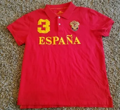 Robin Ruth Men Medium Red Polo Shirt Espana Crest Spain #3 Short Sleeve  • $15.93