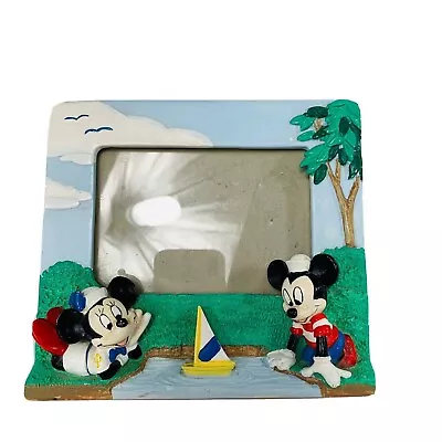 Vintage Walt Disney World Picture Frame Nautical Mickey Minnie Mouse Sailor Boat • $23.99