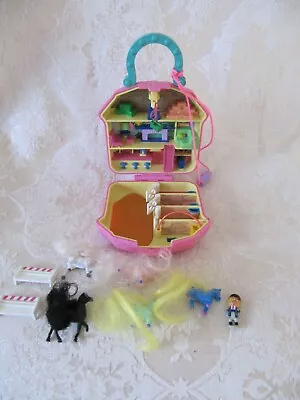 1994 MT HK Polly Pocket KO Clone HORSE STABLE Happy Trails Club W/ Horses & Doll • $19.99