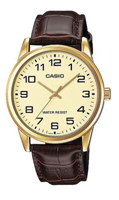 Casio Mens Watch MTP-V001GL-9B Gold Plated Case & Leather Band Japanese Movement • $50