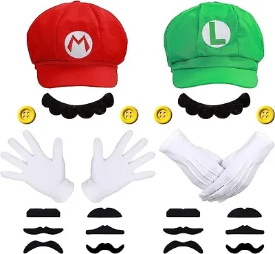 Super Bros Halloween Costumes - Brothers Mustaches Hats / Caps Gloves Buttons • $10