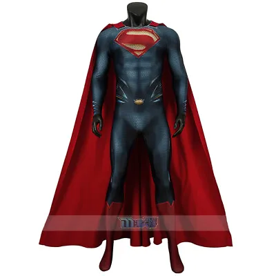 Superman Man Of Steel Jumpsuit+Cloak Adult/Kids Clark Kent Cos Costume Bodysuit • $78.39