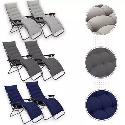 Zero Gravity Chair Outdoor Padded Foldable Sun Lounger Patio 2 PCS With Cushion • £63.35