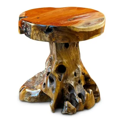 £116.88 • Buy Root Wood Table 40cm Wood Side Table Tree Trunk Wooden Table Teak Stamm Rustic
