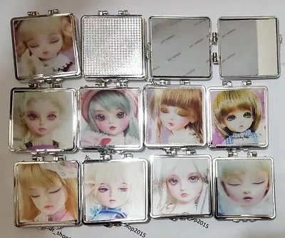 Folding Vanity Make-up Mirror Handbag Compact Doll Face Double 3D Reflection  • £2.25