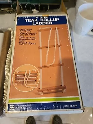 Vintage Teak 4-step Boat Yacht Boarding Rope Ladder NEW • $125.95