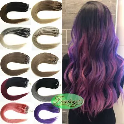 Micro Ring Loop Human Hair Extensions Silicone Micro Beads Link HighlightOmbre1g • $26