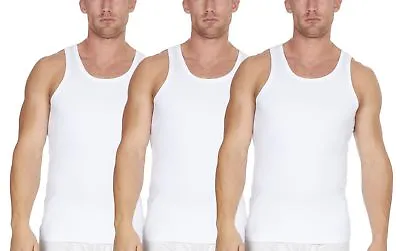 REDTAG Mens 3 Pack Round Neck Singlet Vest Top White • $14.79