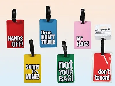 Novelty Bright Coloured Luggage Labels Name Address Suitcase / Bag - Tags Rubber • £2.95