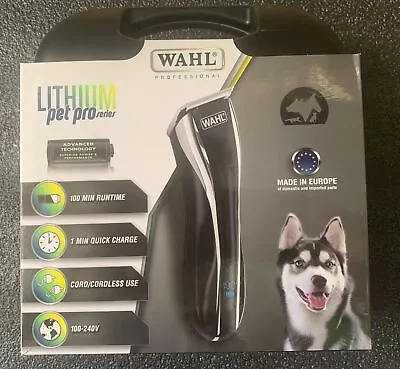 Wahl Lithium Pet Pro Series Cordless Animal Clipper + Carry Case Pet/Cat/Dog • $120