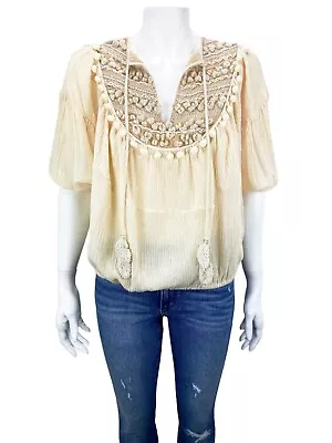 Mes Demoiselles Women's Embellished Gauze Top Natural Size 0 FR (2-4 US) • $48