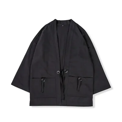 Japanese Kimono Cardigan Yukata Linen Cotton Top Jacket Outdress Coat Shirt Men • £35.09