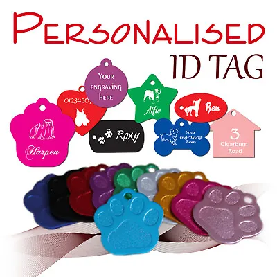 Personalised Engraved ID TAG * Pet * Dog * Cat * Identity Tags * CHAIN • £3.22