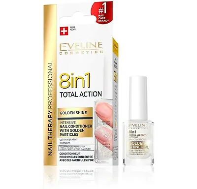 Eveline Intensive Nail Conditioner Hardener With Golden Particles 8 In 1 12ml • £7.99