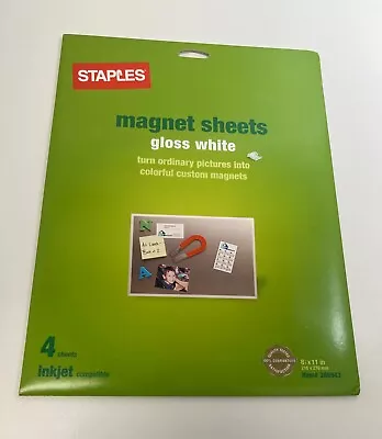 4 Sheets GLOSS WHITE INKJET MAGNET PAPER 8.5 X 11 216mm X 279mm • $27.99
