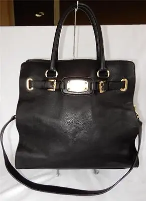 Michael Kors Hamilton Black Pebble Leather EW Satchel Tote Shoulder Bag • $41.99