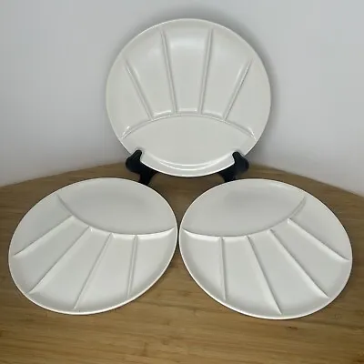 3 Vintage Dolphin Japan White Matte Ceramic Divided Sushi Or Fondue Plates • $12